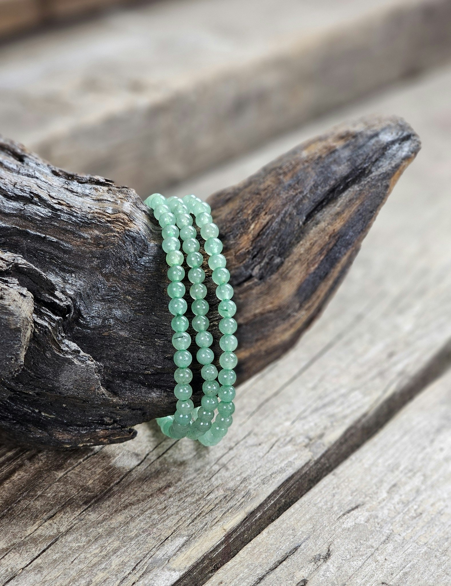 Grön Aventurin, armband 4mm runda pärlor