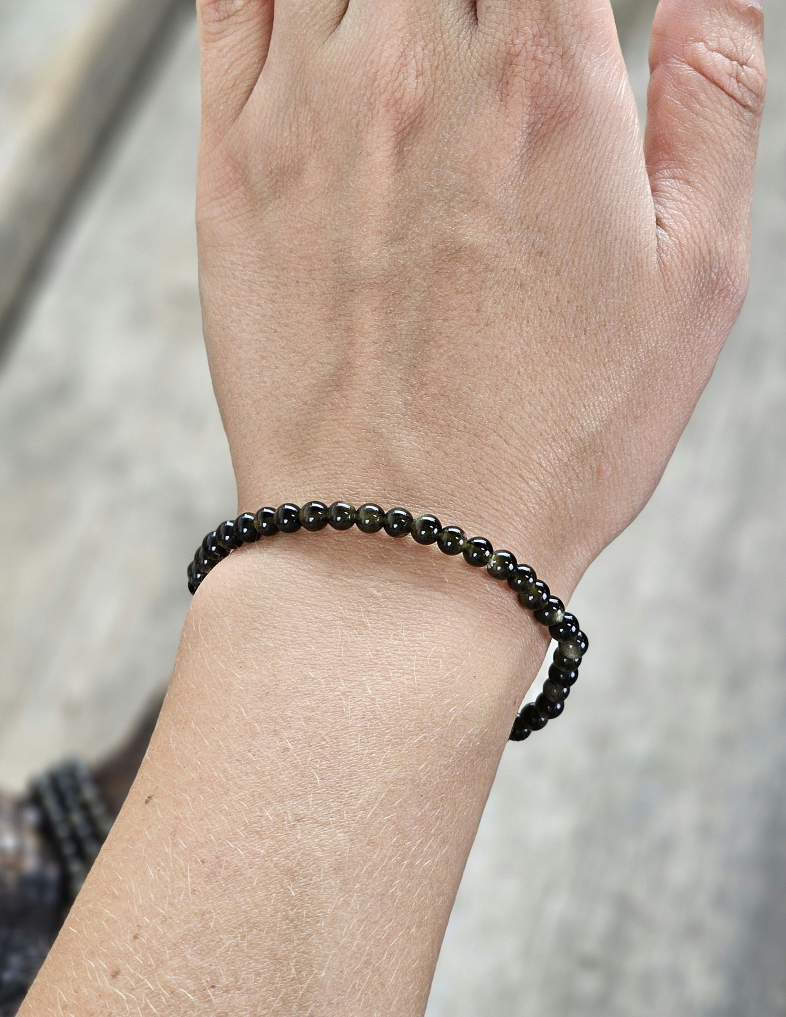 Guldobsidian, armband 4mm runda pärlor