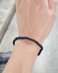 Lavasten, armband 4mm runda pärlor