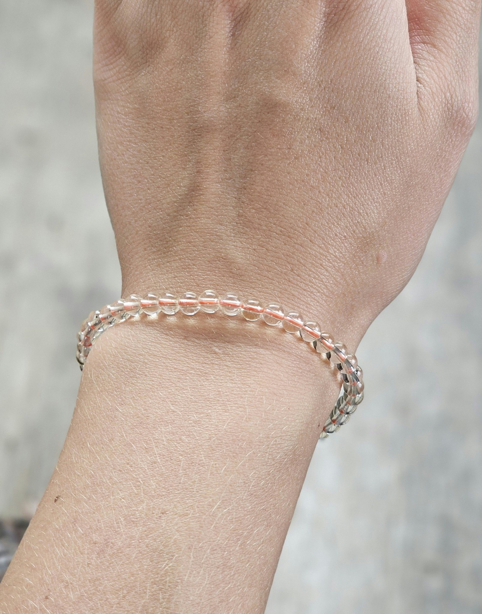 Naturlig Citrin, armband 4mm runda pärlor