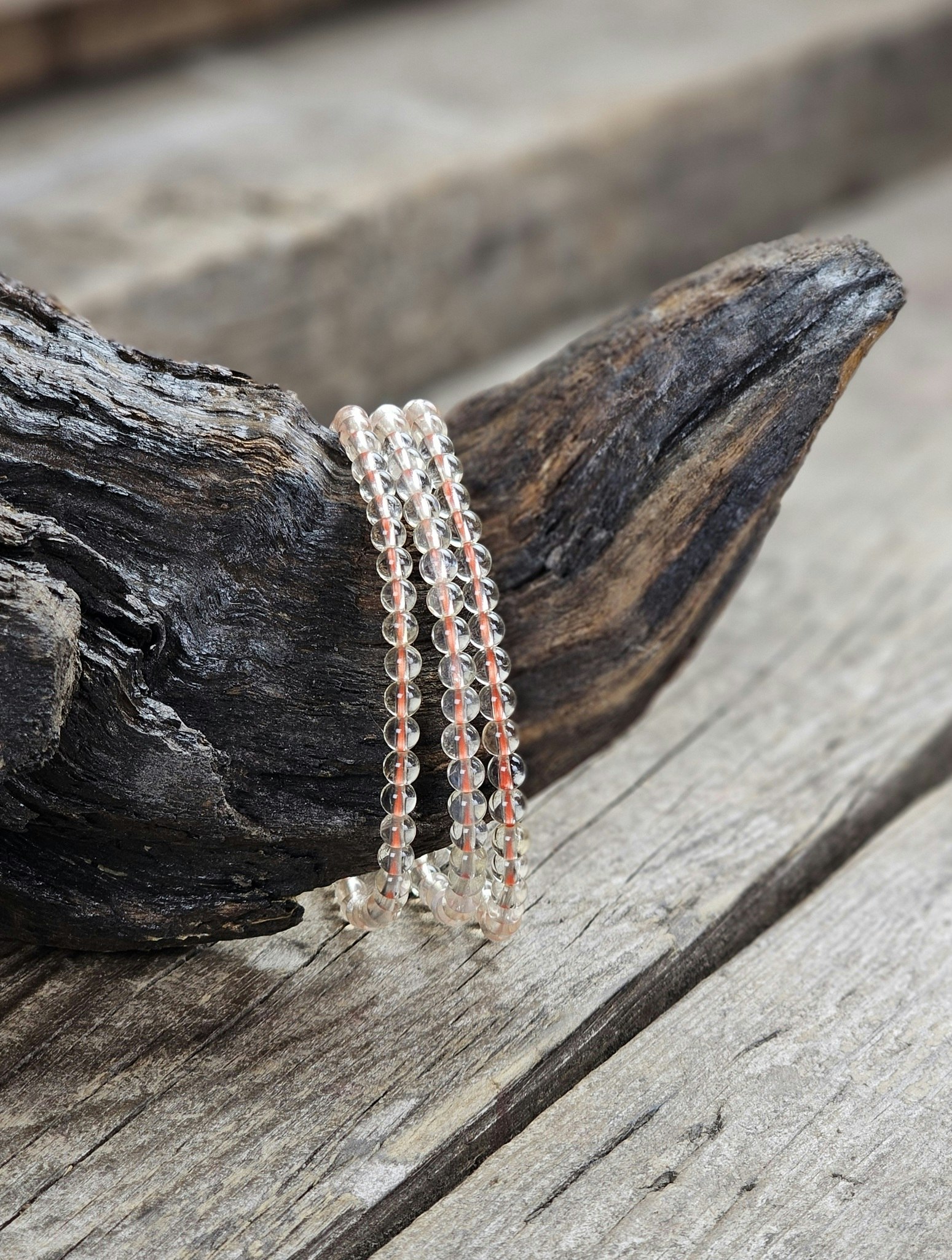Naturlig Citrin, armband 4mm runda pärlor