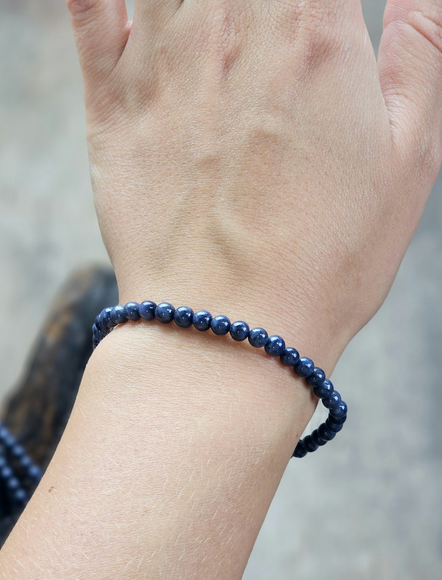 Safir, armband 4mm runda pärlor