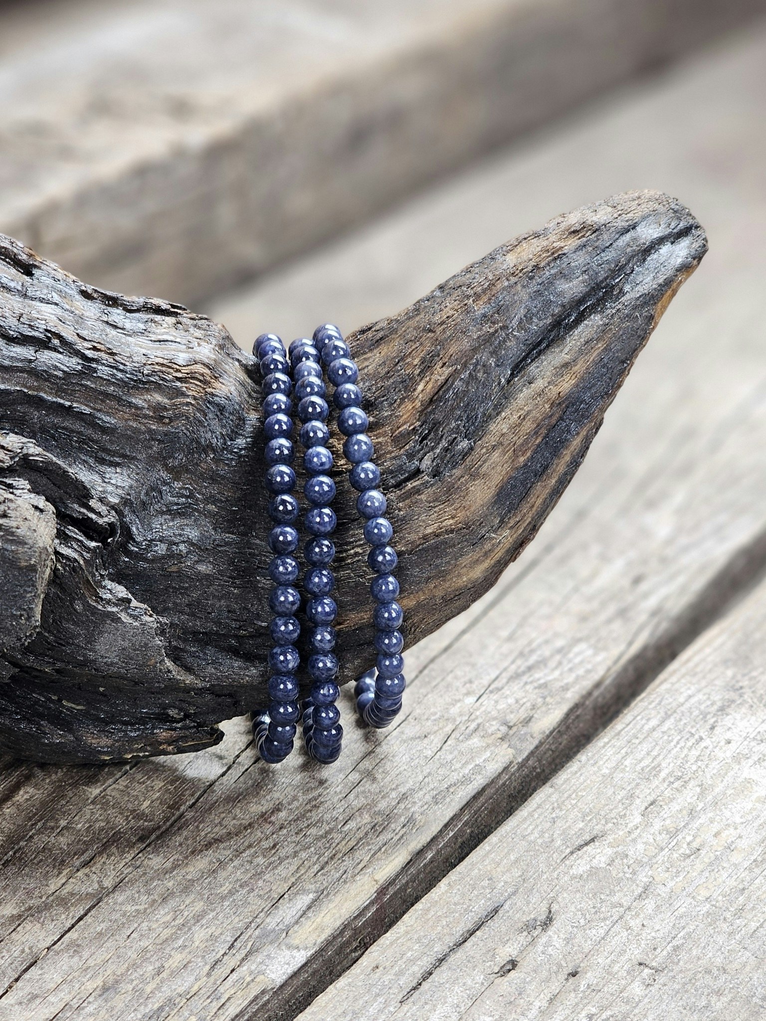 Safir, armband 4mm runda pärlor
