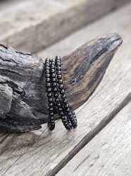 Svart Obsidian, armband 4mm runda pärlor