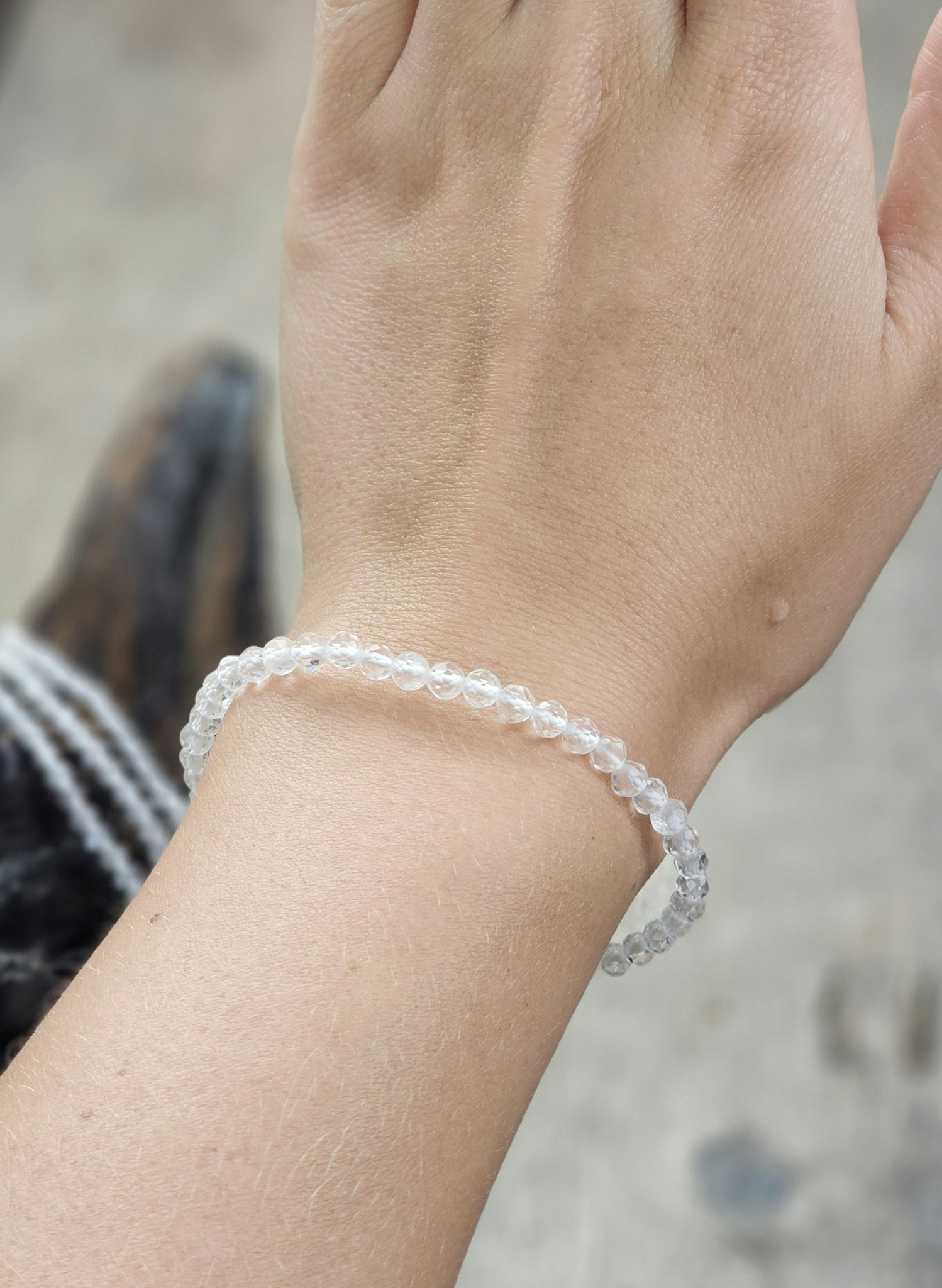 Bergkristall, armband 4mm facetterade pärlor