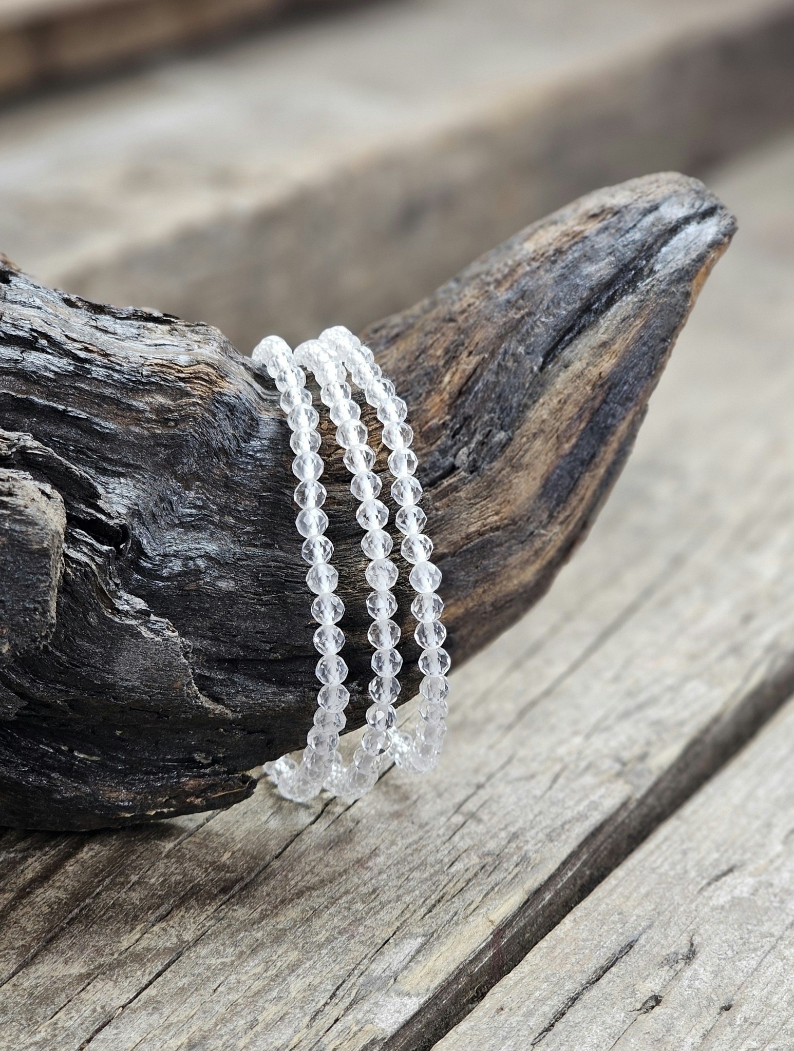 Bergkristall, armband 4mm facetterade pärlor