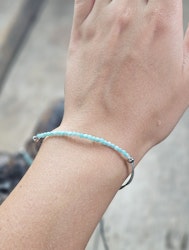 Amazonit, armband 3mm facetterade pärlor macramé