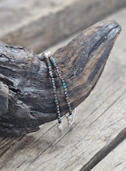 Krysokolla, armband 3mm facetterade pärlor macramé