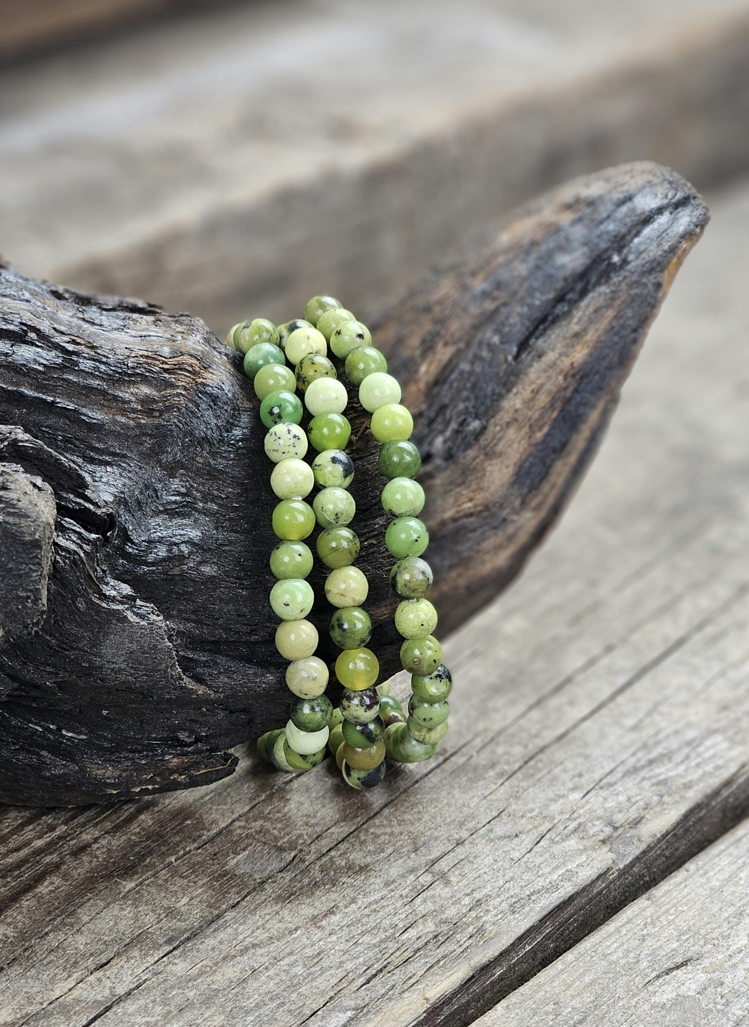 Citron Krysopras, armband 6mm runda pärlor