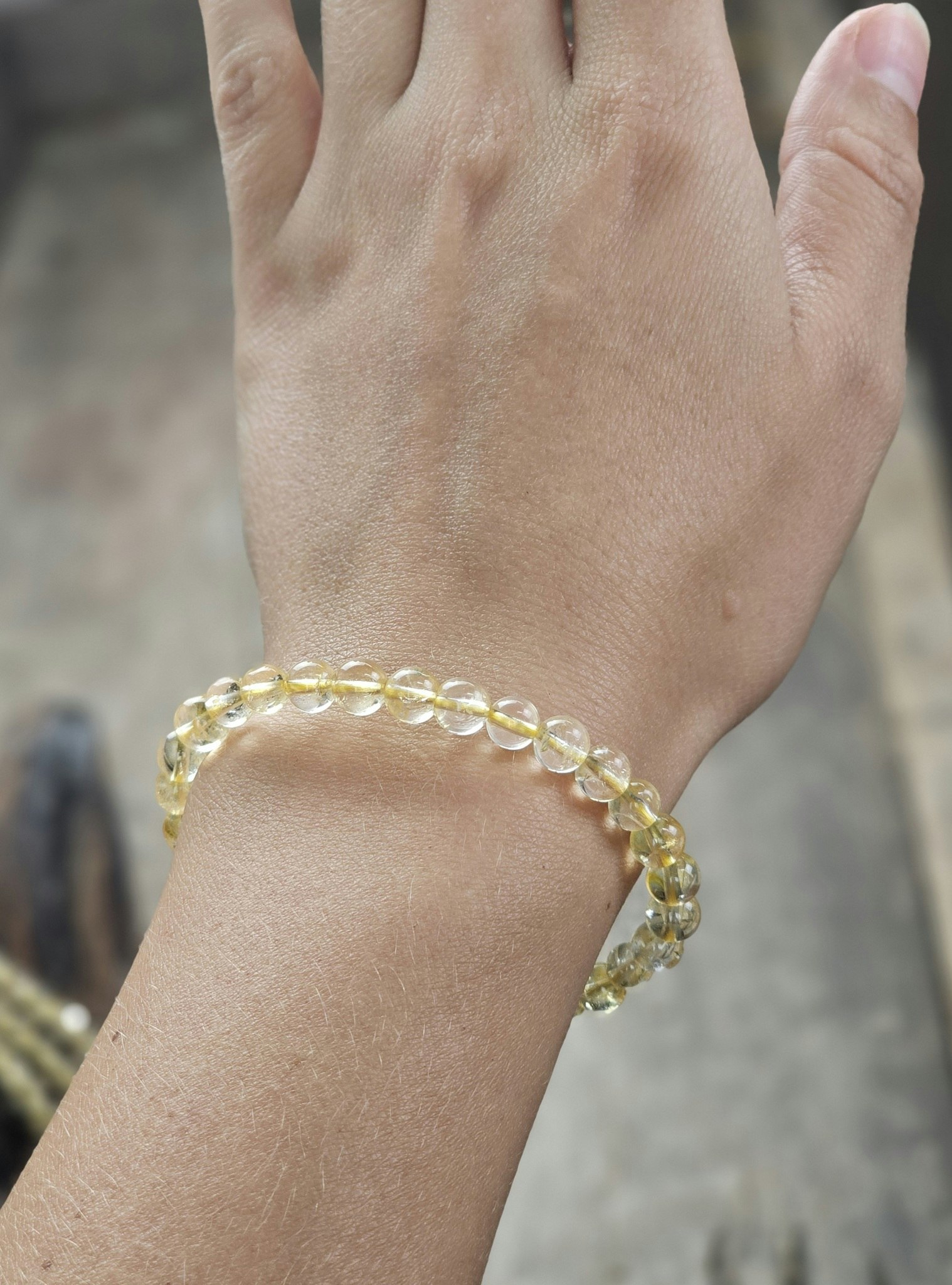 Citrin #2, armband 6mm runda pärlor