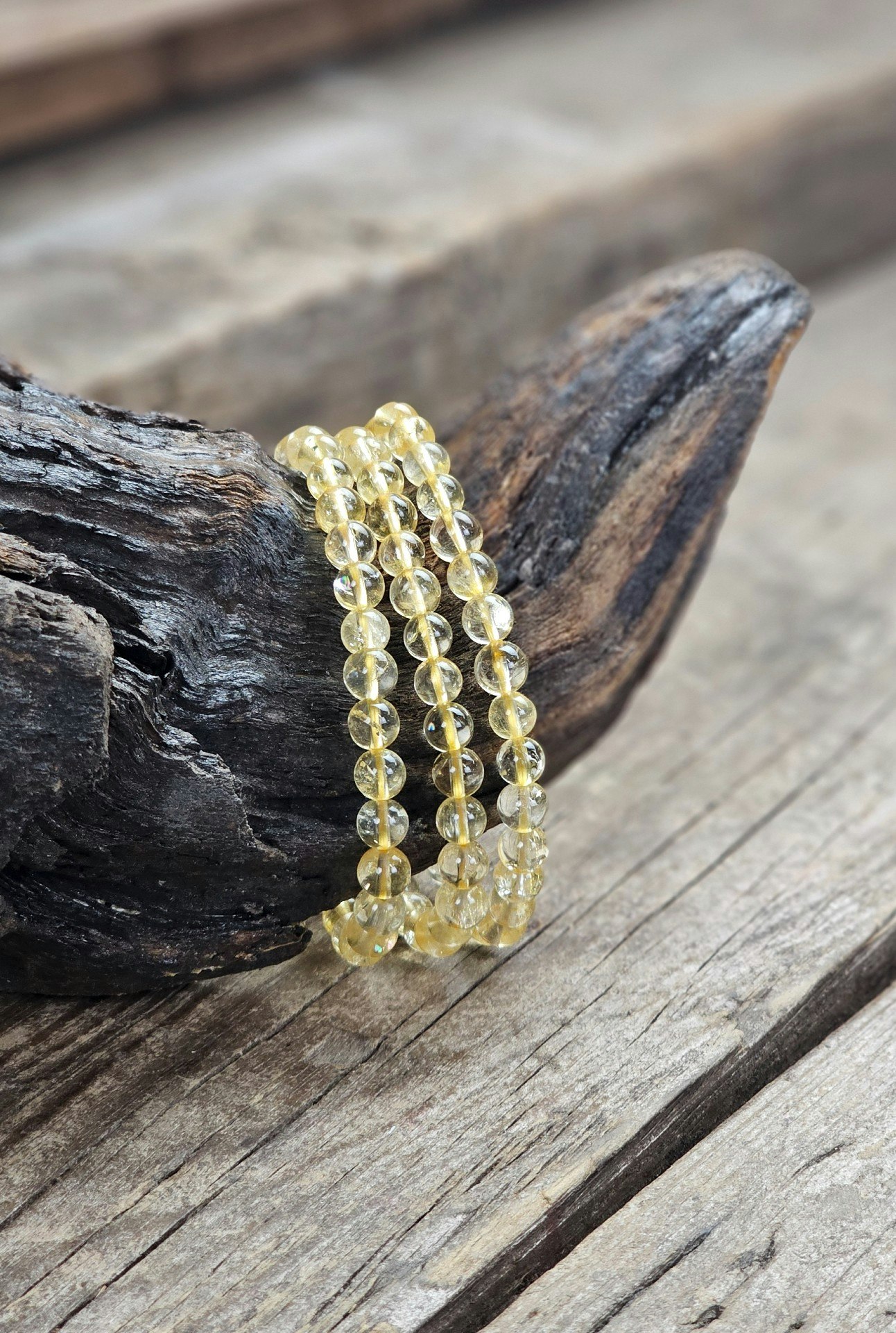 Citrin #2, armband 6mm runda pärlor