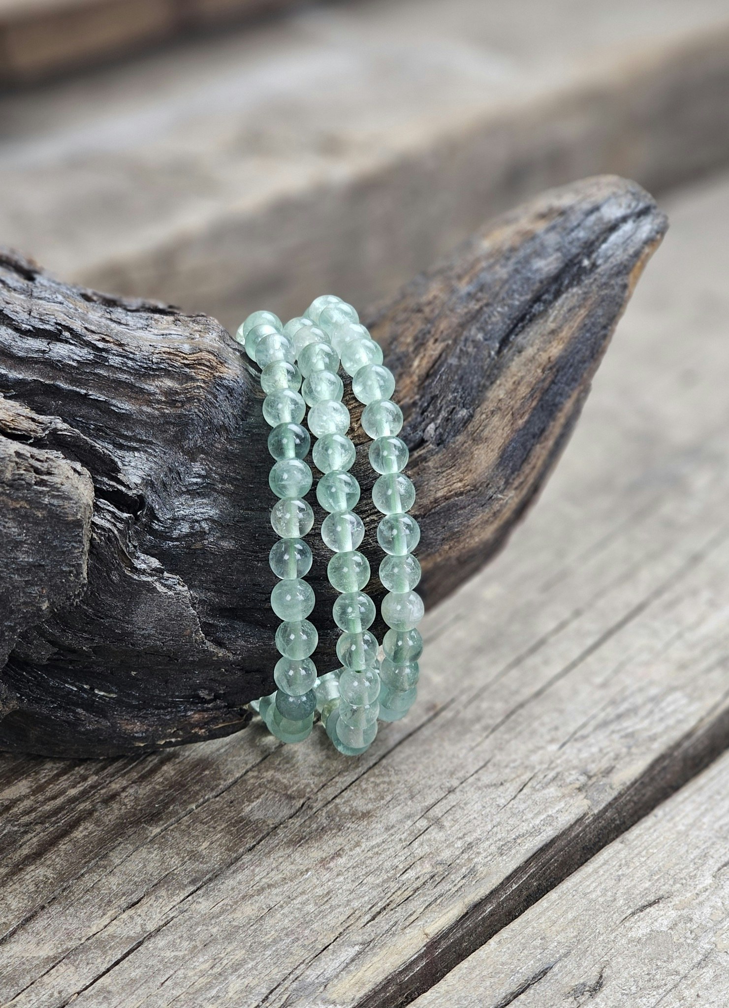 Grön Fluorit, armband 6mm runda pärlor
