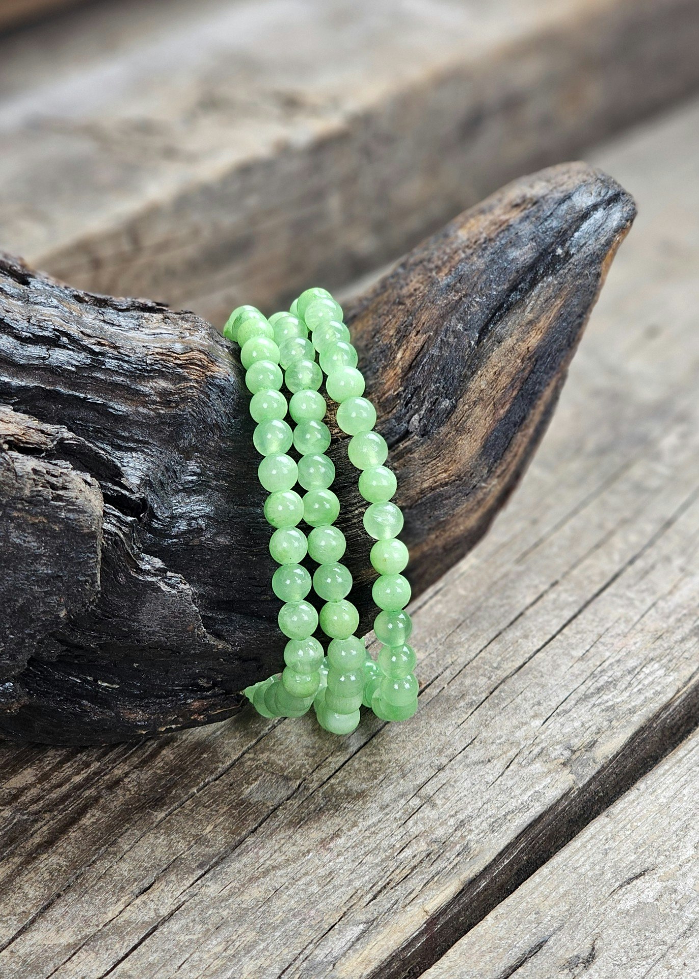 Grön Kalcit, armband 6mm runda pärlor