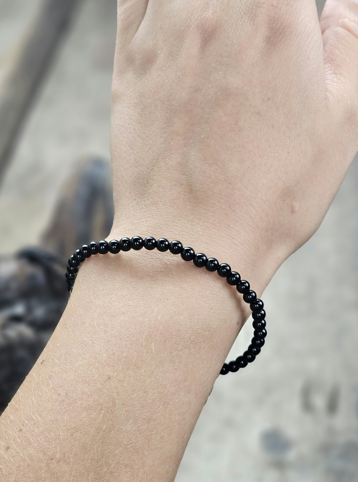 Onyx, armband 4mm runda pärlor