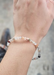 Rutilkvarts och Lodolit mix, armband 4mm runda pärlor