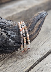 Rutilkvarts och Lodolit mix, armband 4mm runda pärlor