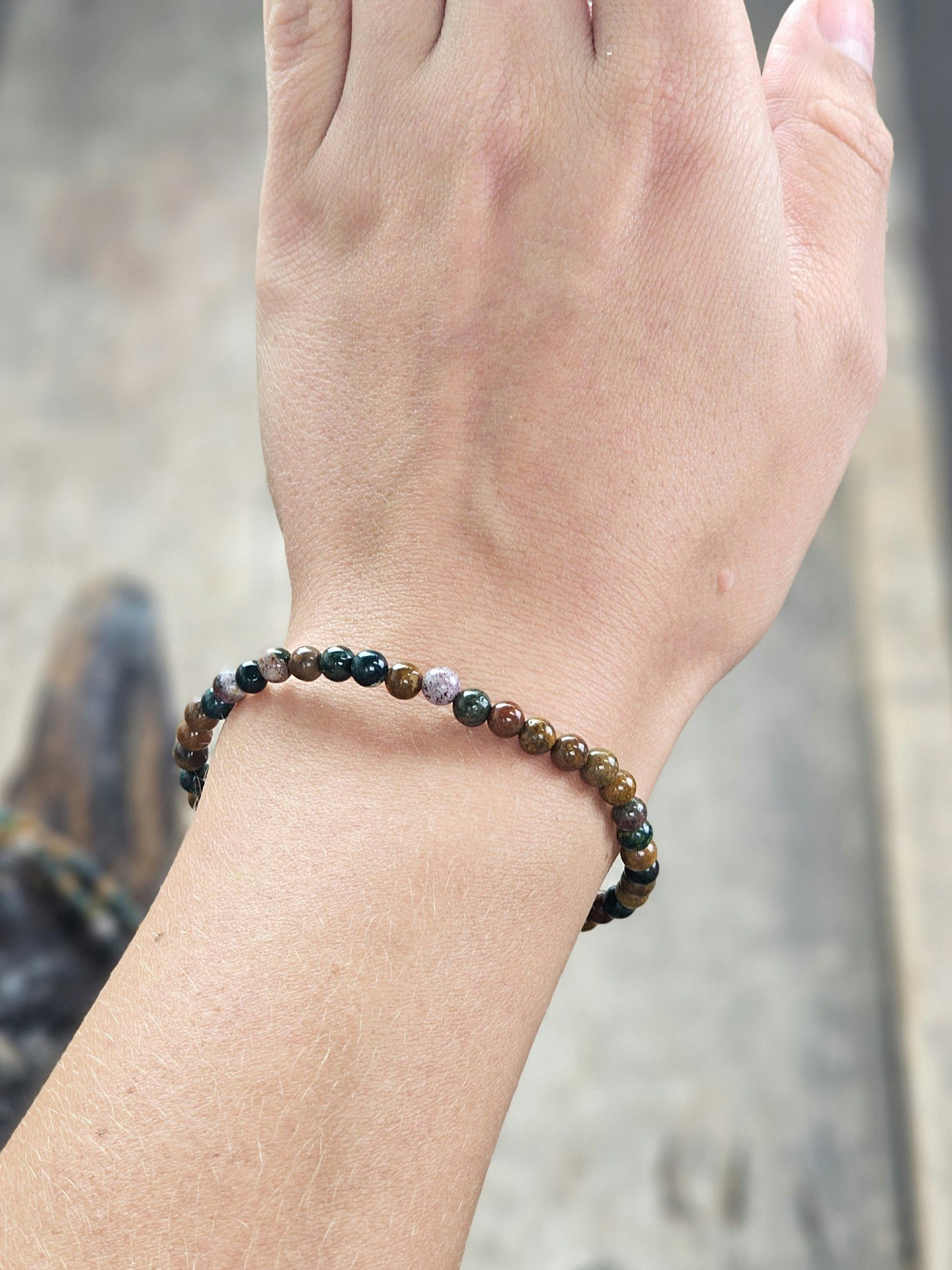 Oceanjaspis, armband 4mm runda pärlor