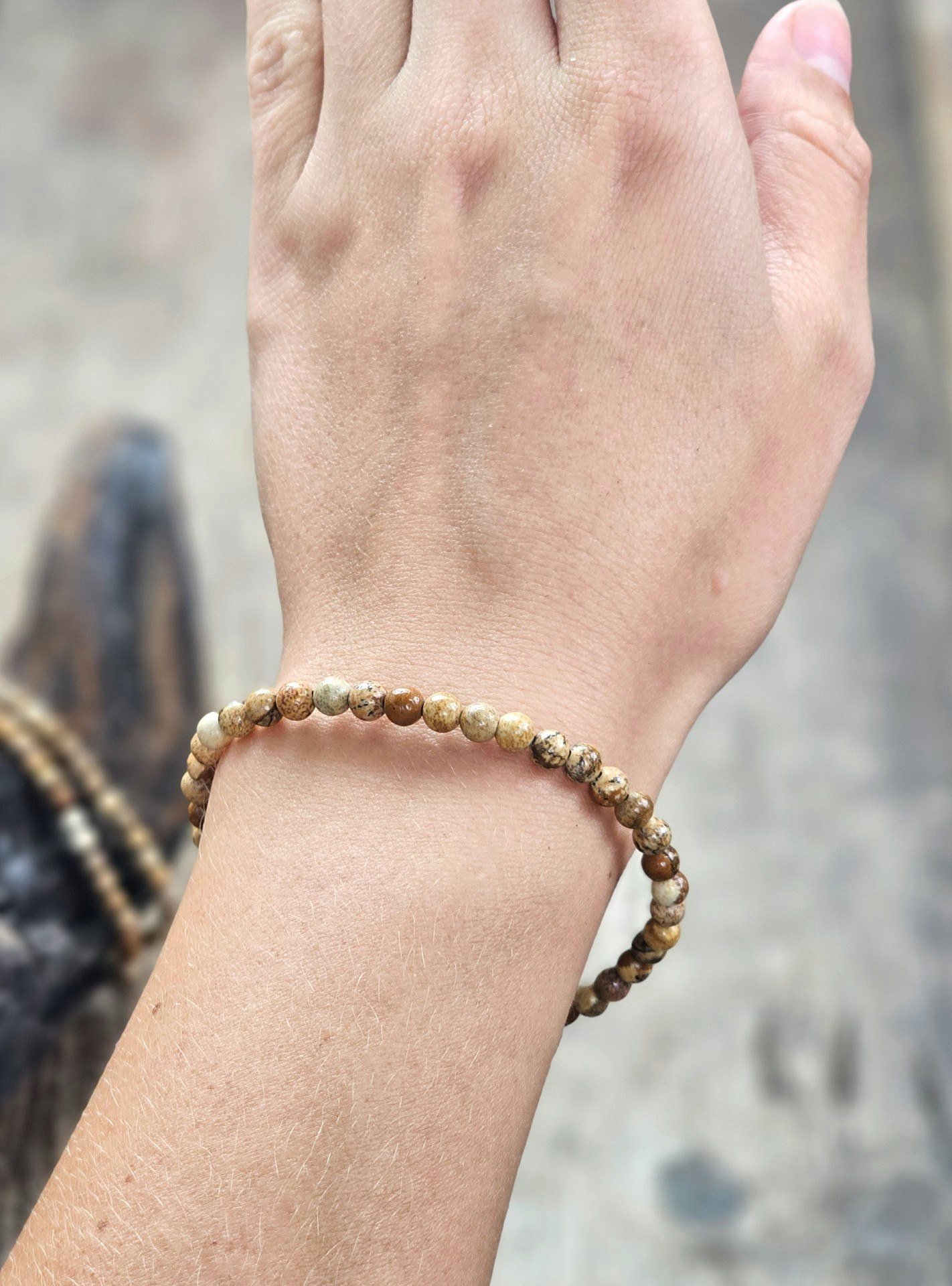 Landskapsjaspis, armband 4mm runda pärlor