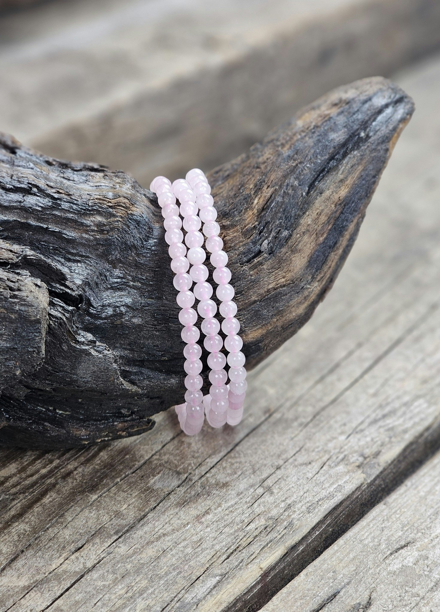 Rosenkvarts #2, armband 4mm runda pärlor