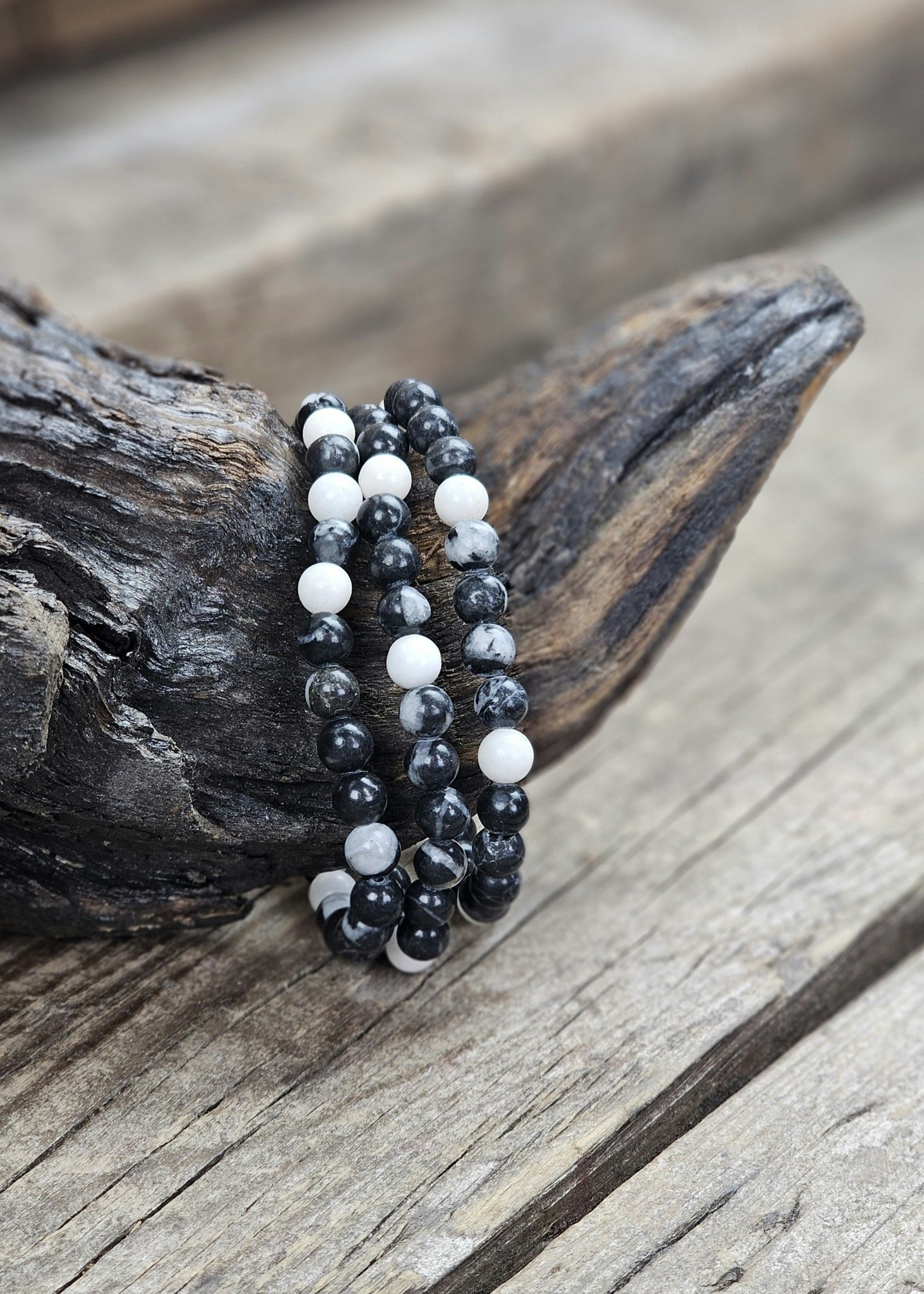 Zebrajaspis, armband 6mm runda pärlor