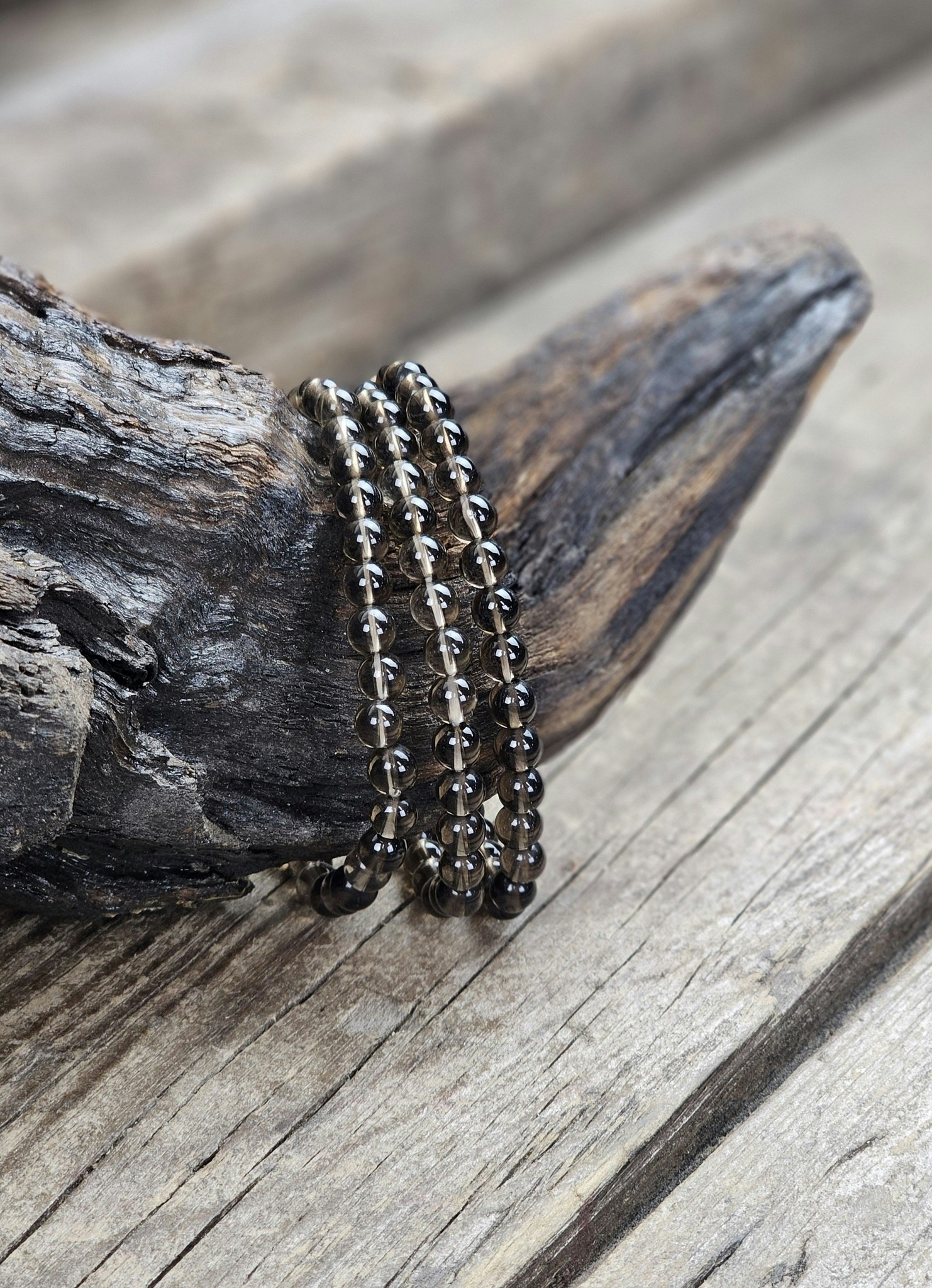 Rökkvarts, armband 6mm runda pärlor