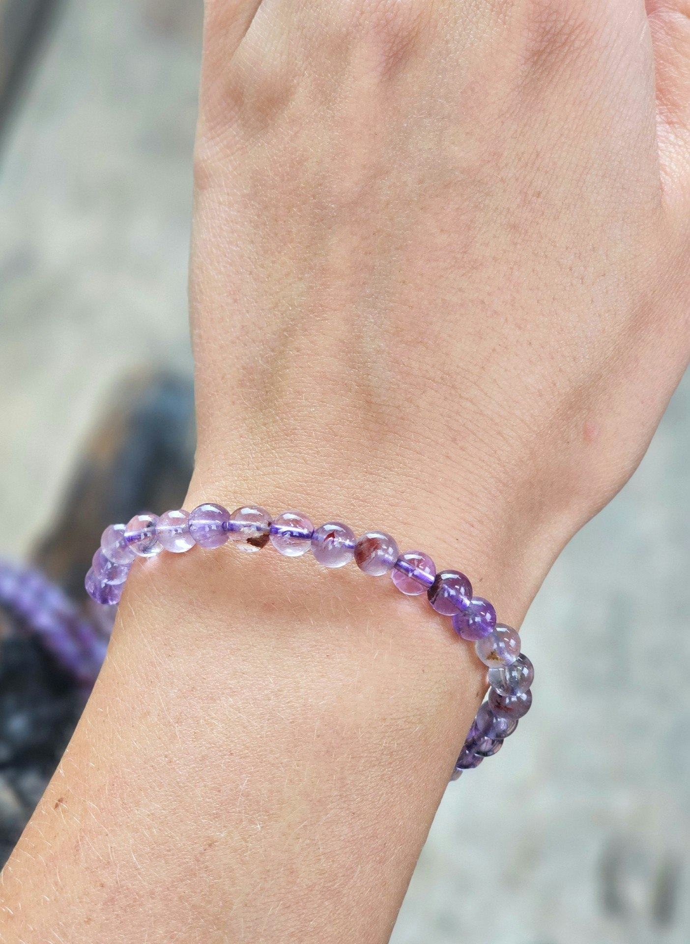Super Seven Ametist, armband 6mm runda pärlor