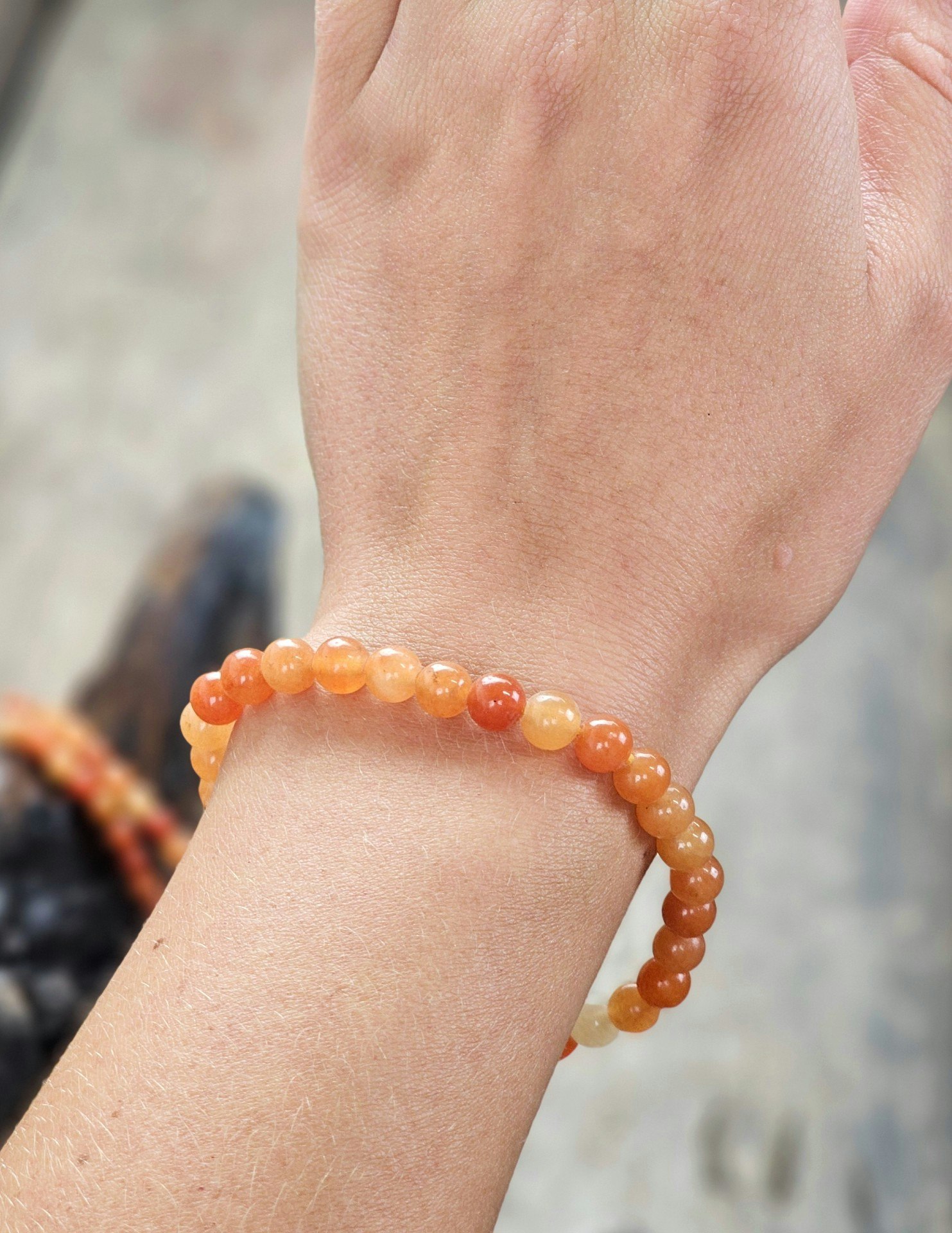 Orange Aventurin, armband 6mm runda pärlor