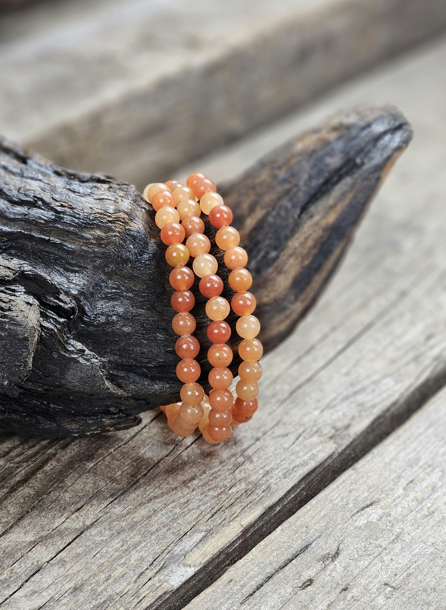 Orange Aventurin, armband 6mm runda pärlor