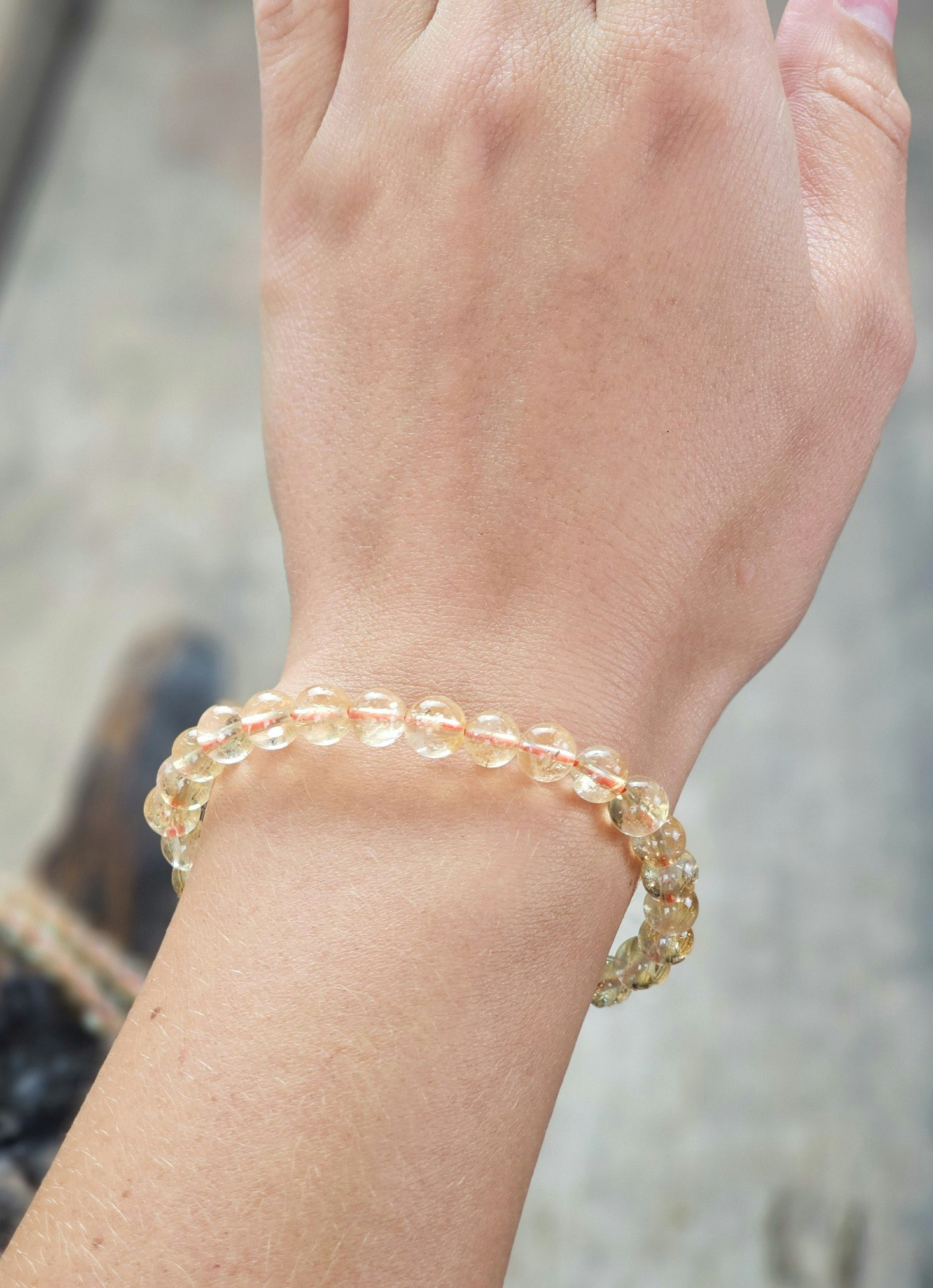 Naturlig Citrin extra, armband 6mm runda pärlor