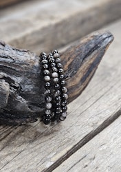 Silver Sheen Obsidian, armband 6mm runda pärlor