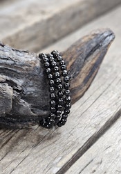Jet (Fossilerad kolmineral), armband 6mm runda pärlor