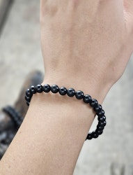Shungit, armband 6mm runda pärlor