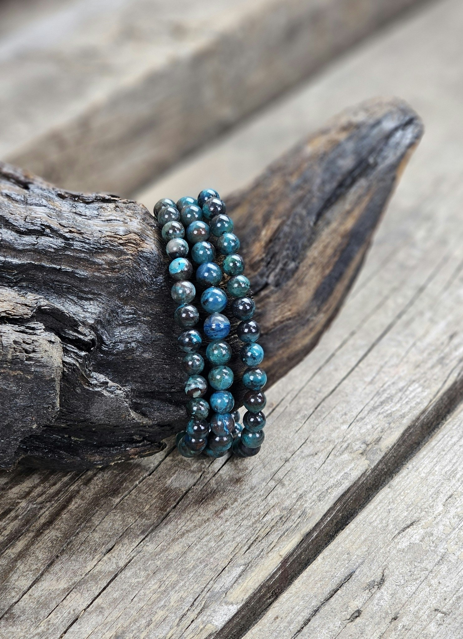 Krysokolla, armband 6mm runda pärlor