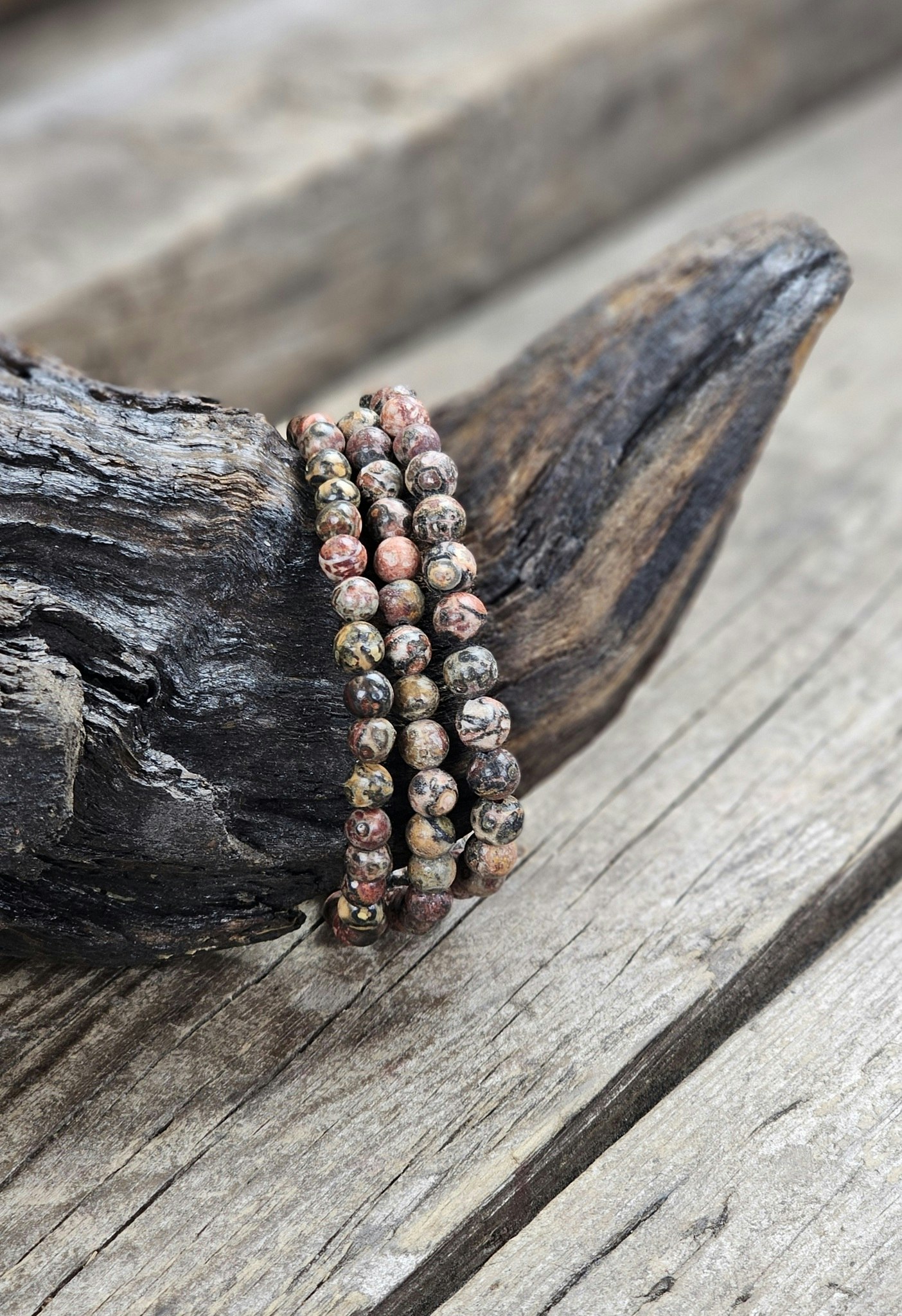 Leopardjaspis, armband 6mm runda pärlor