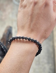 Svart Opal, armband 6mm runda pärlor