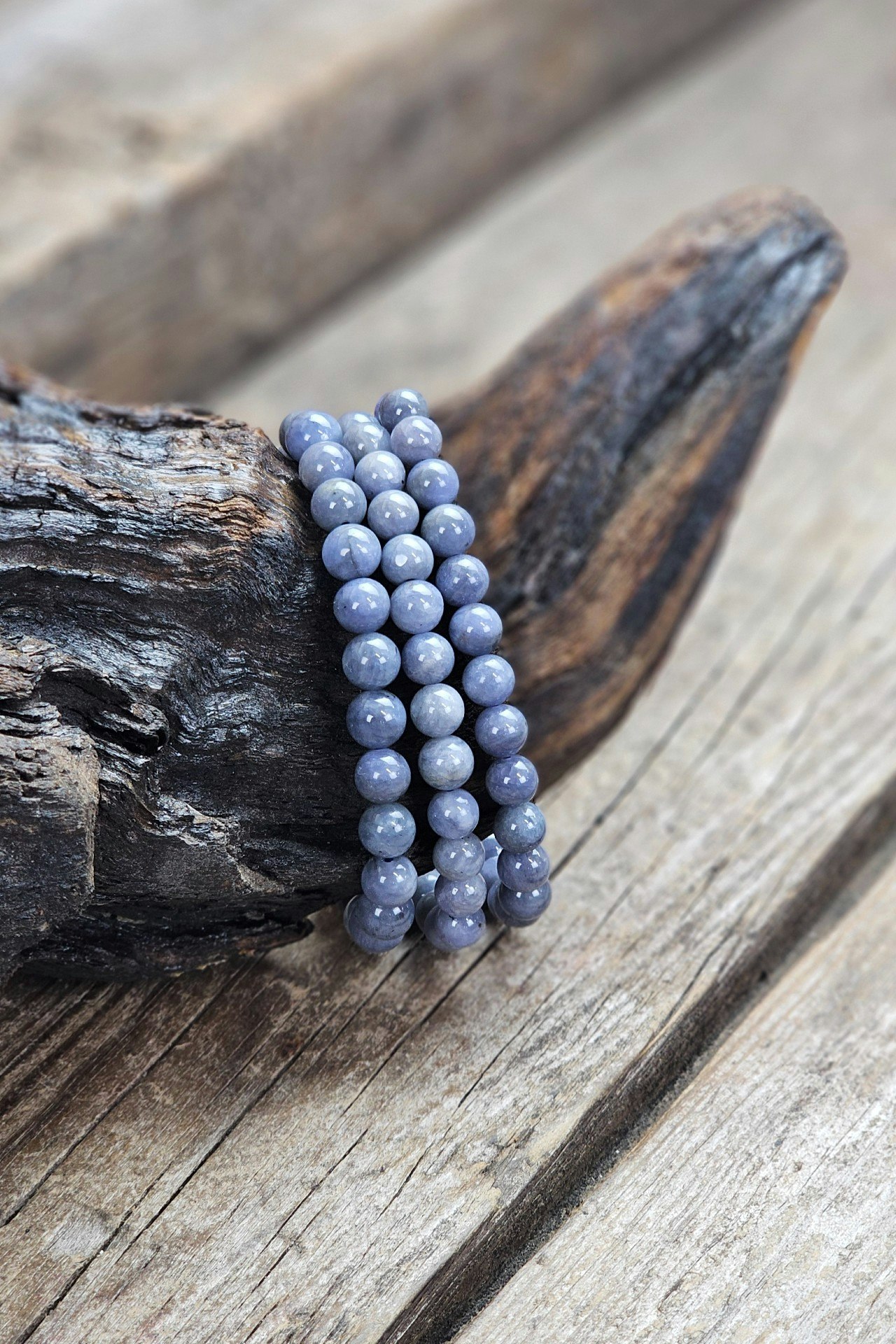 Tanzanit, armband 6mm runda pärlor