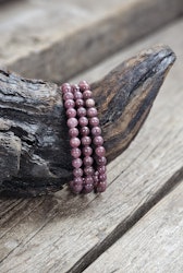 Rubin, armband 6mm runda pärlor
