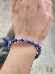 Sodalit, armband 6mm runda pärlor