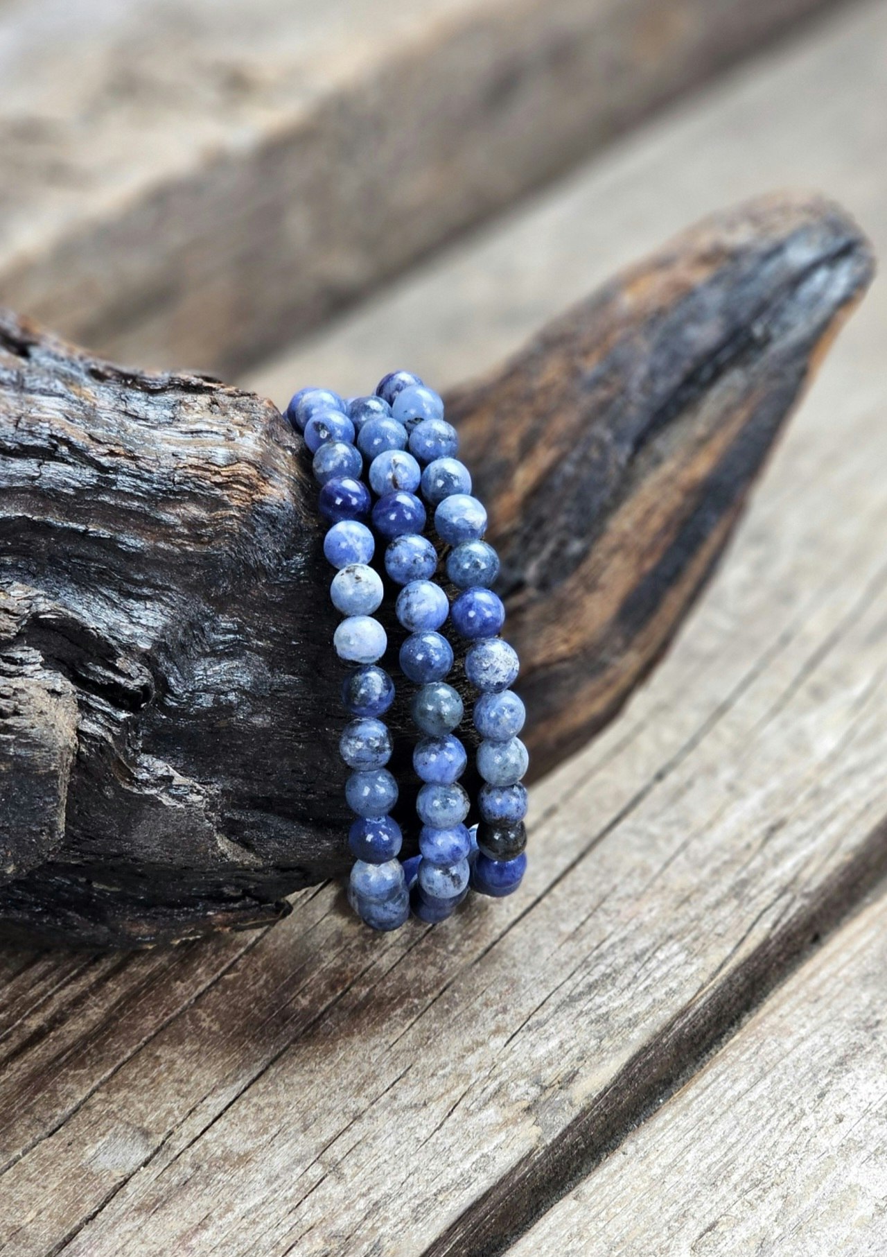 Sodalit, armband 6mm runda pärlor