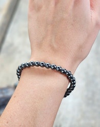 Hematit, armband 6mm runda pärlor