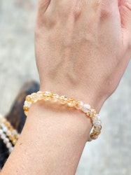 Citrin, armband 6mm runda pärlor