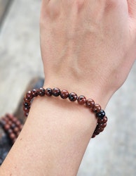 Mahogny Obsidian, armband 6mm runda pärlor
