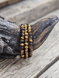 Tigeröga, armband 6mm runda pärlor