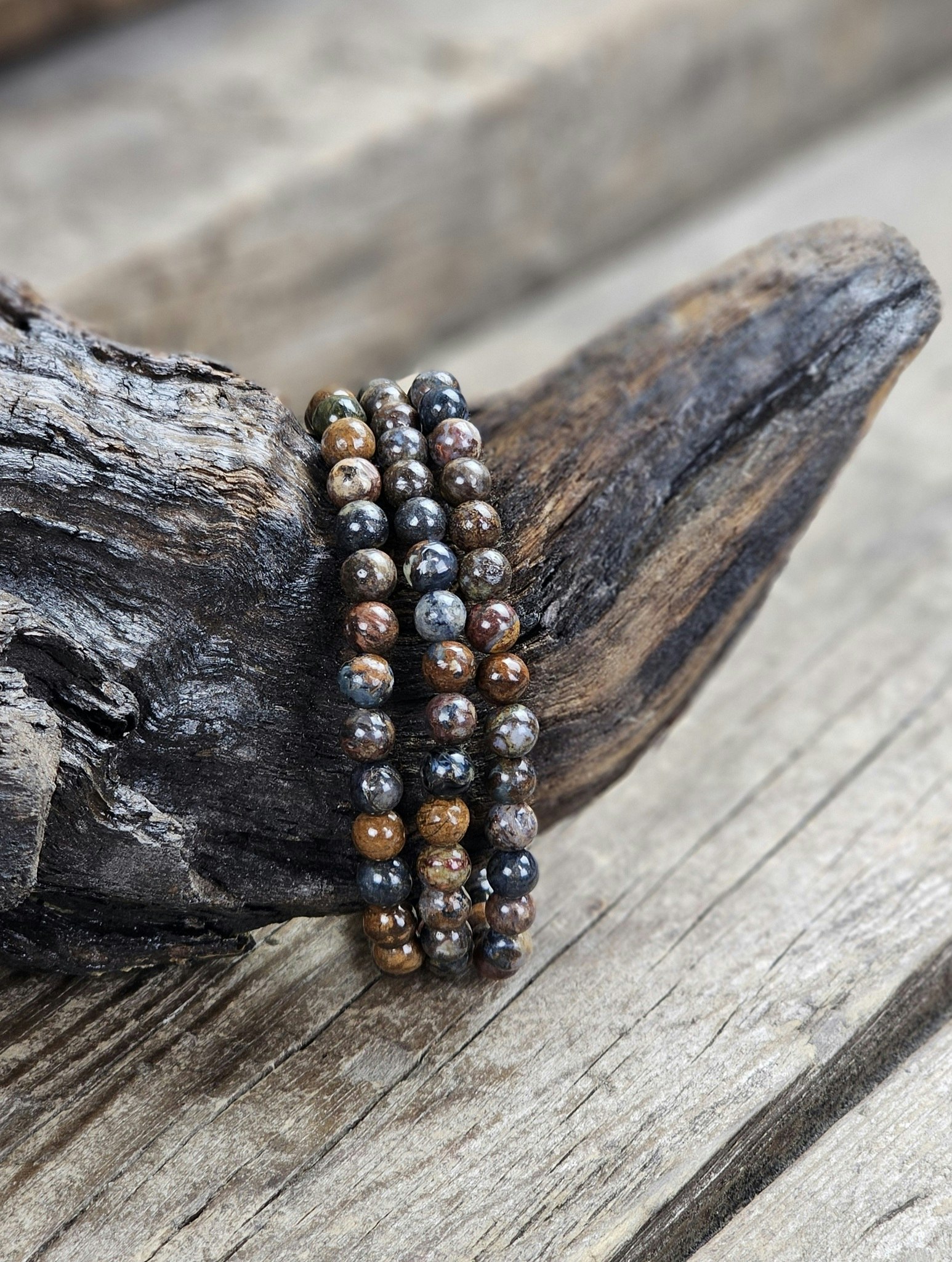 Pietersit, armband 6mm runda pärlor