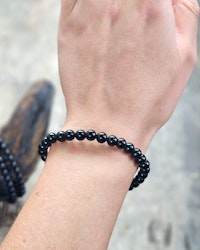 Svart Obsidian, armband 6mm runda pärlor