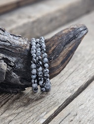 Snöflingeobsidian, armband 6mm runda pärlor