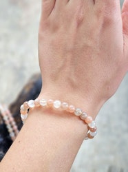Månsten mix extra, armband 6mm runda pärlor