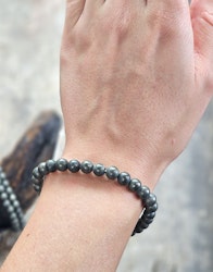 Pyrit matt, armband 6mm runda pärlor