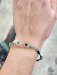 Mossagat, armband 4mm facetterade pärlor