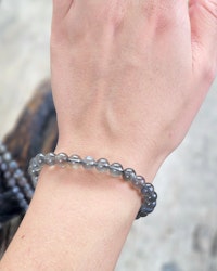 Svart Månsten, armband 6mm runda pärlor